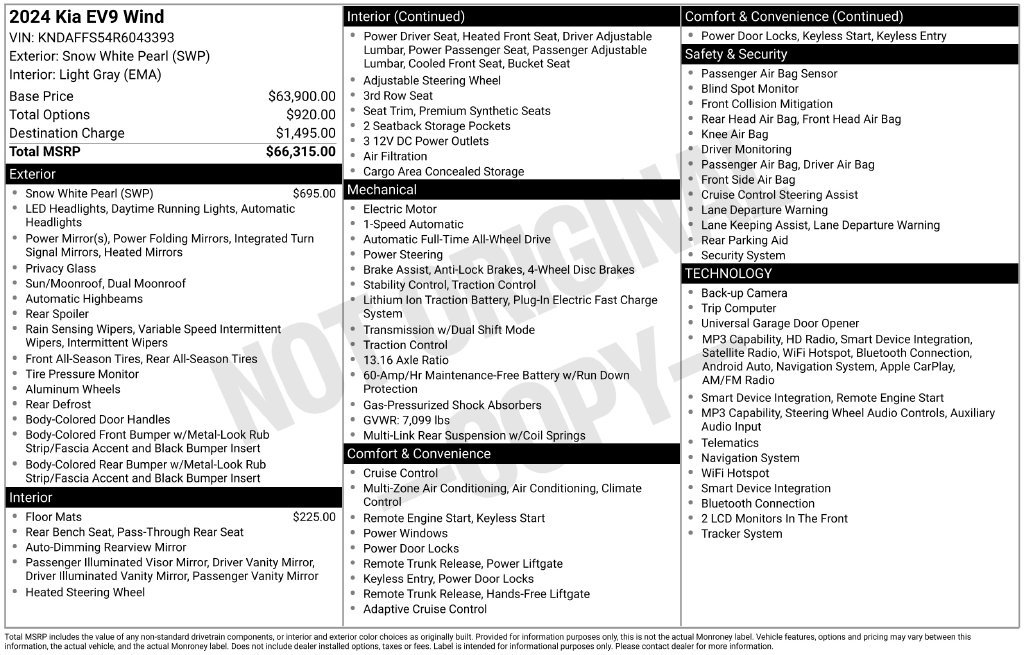 Certified 2024 Kia EV9 Wind AWD/4WD image 10