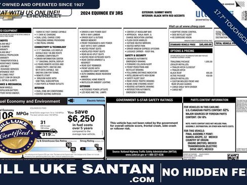 Used 2024 Chevrolet Equinox EV RS w/ LPO, Trailering Package FWD image 1