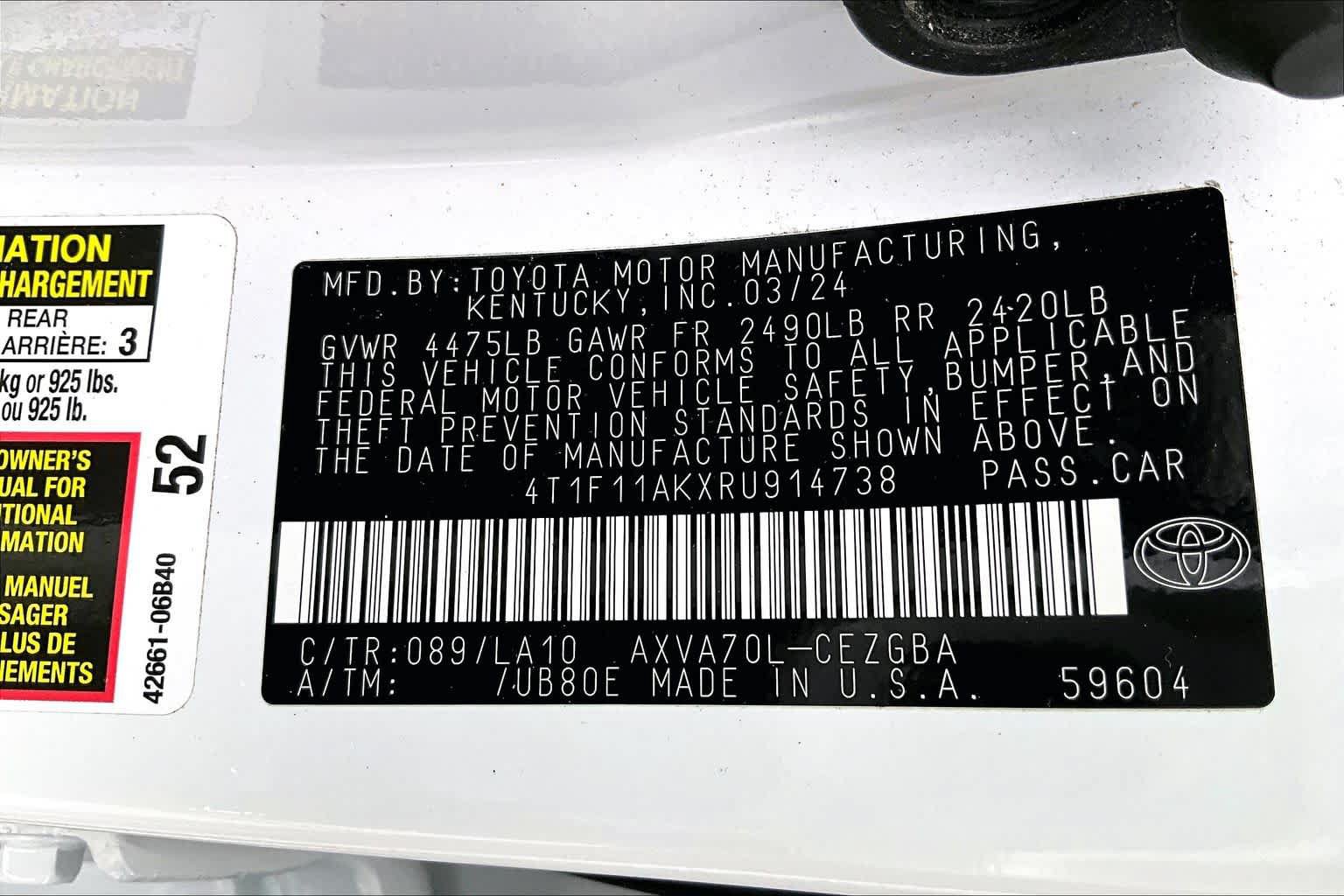 Used 2024 Toyota Camry XLE w/ Protection Package (Q2) (TMS) FWD image 36