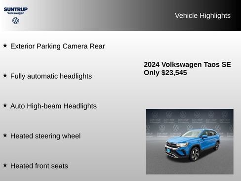 Used 2024 Volkswagen Taos SE w/ Panoramic Sunroof Package AWD/4WD image 16