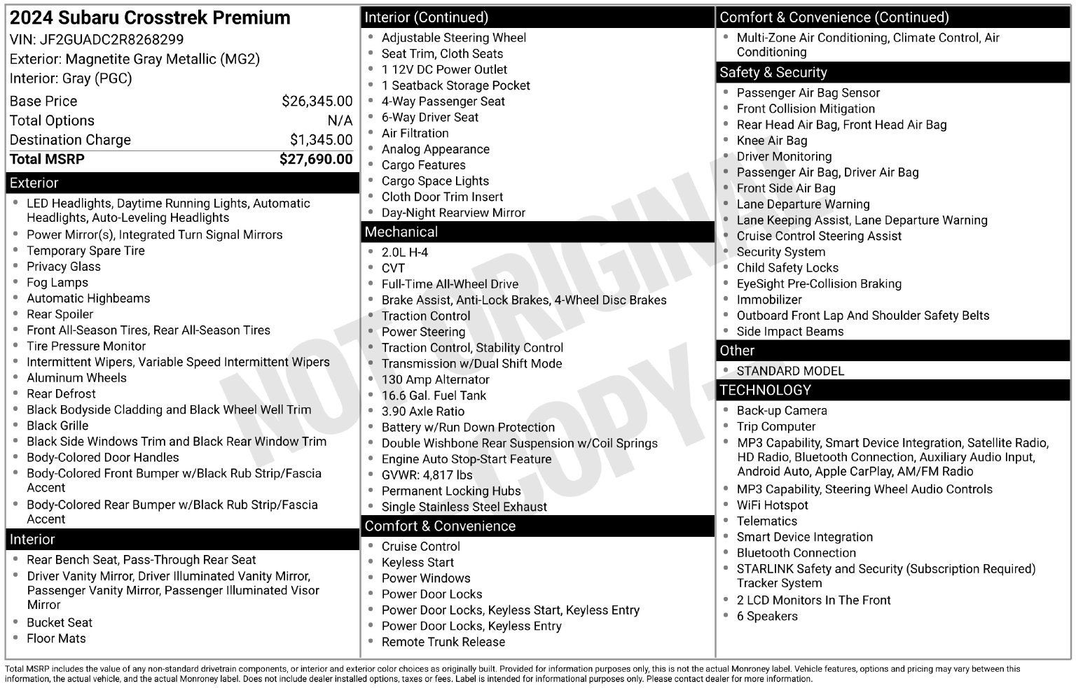 Certified 2024 Subaru Crosstrek 2.0i Premium AWD/4WD image 34