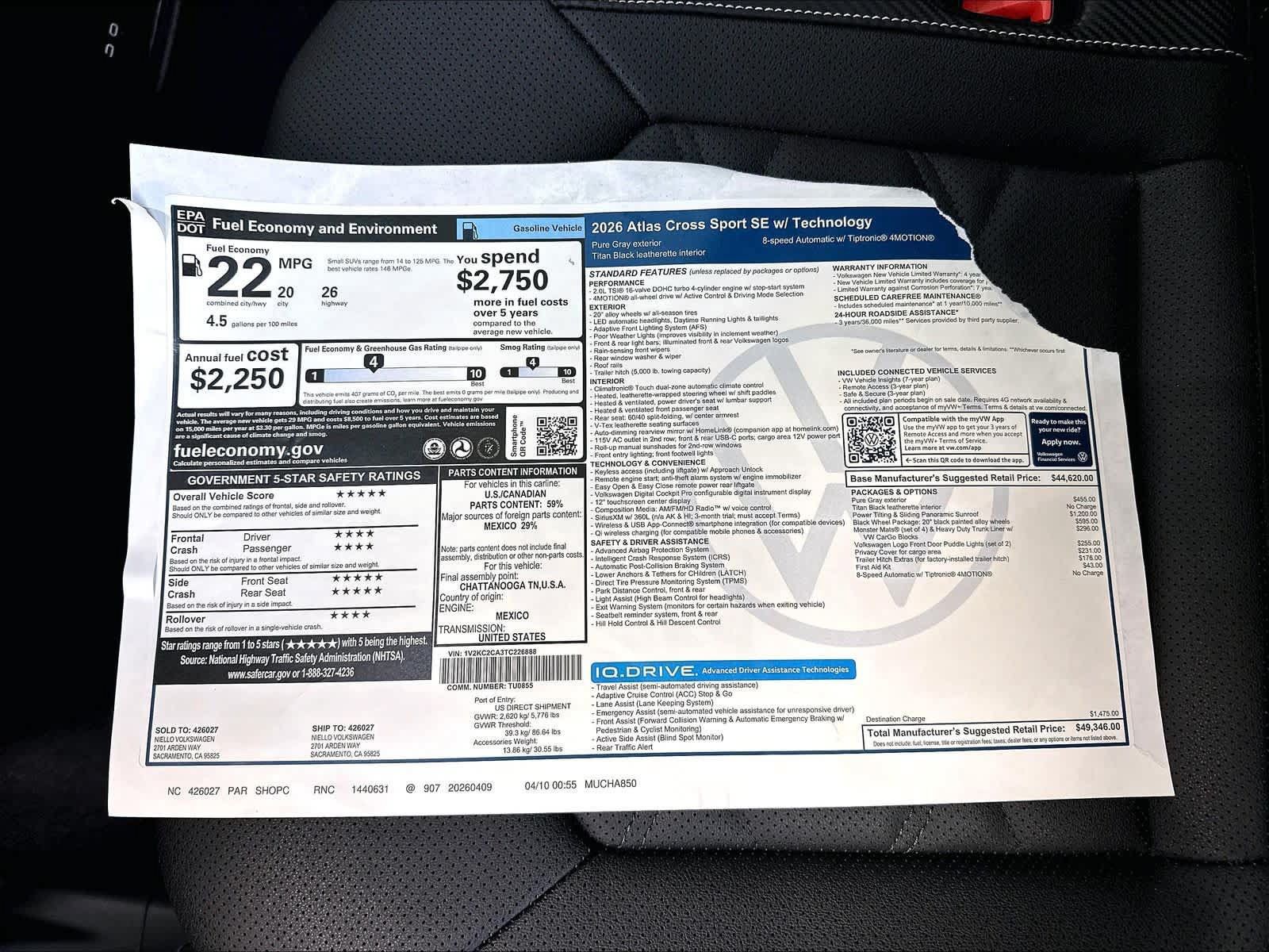 New 2026 Volkswagen Atlas Cross Sport SE AWD/4WD image 14
