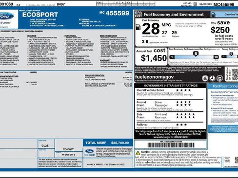 Used 2021 Ford EcoSport SE w/ SE Appearance Package image 48