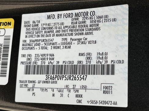 Used 2018 Ford Fusion Sport w/ Equipment Group 401A image 22