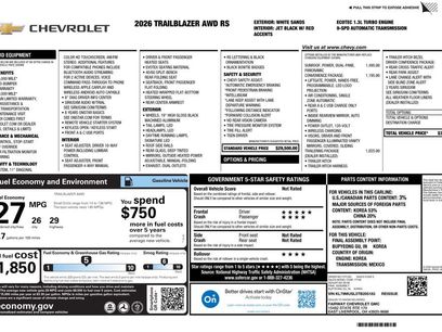 New 2026 Chevrolet TrailBlazer RS w/ Convenience Package