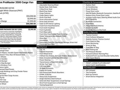 New 2024 RAM ProMaster 3500 w/ Quick Order Package 22G SLT image 4