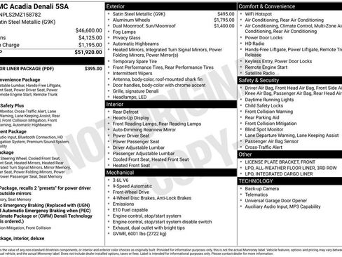 Used 2021 GMC Acadia Denali w/ LPO, Floor Liner Package FWD image 5