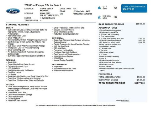 Used 2025 Ford Escape ST-Line Select w/ Class II Trailer Tow Package AWD/4WD image 36