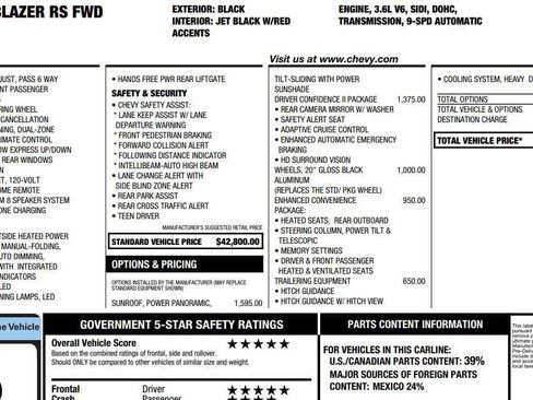 Used 2023 Chevrolet Blazer RS w/ Driver Confidence II Package image 2