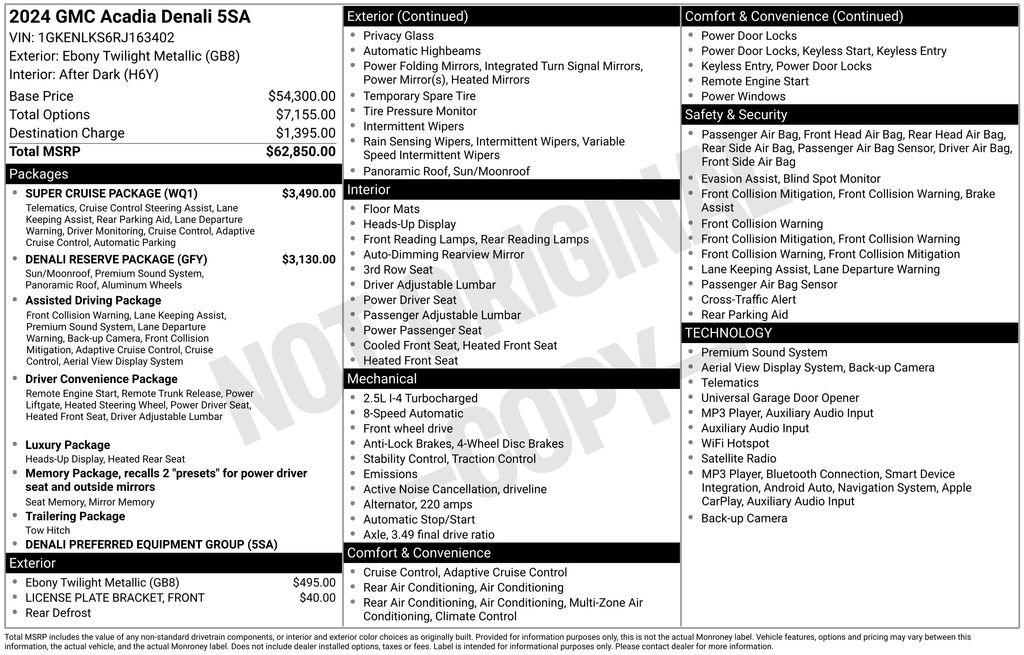 Used 2024 GMC Acadia Denali w/ Super Cruise Package FWD image 6