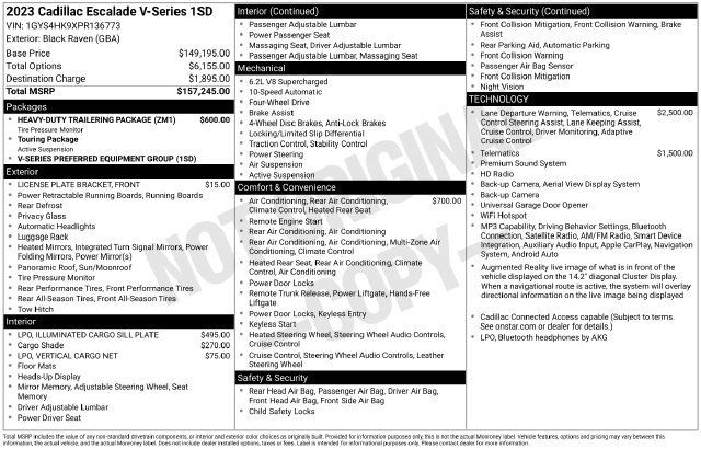Used 2023 Cadillac Escalade V w/ Heavy-Duty Trailer Package AWD/4WD image 48
