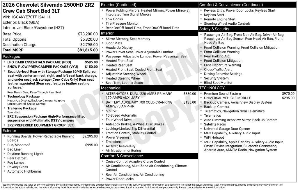 Used 2026 Chevrolet Silverado 2500 ZR2 w/ LPO, Dark Essentials Package AWD/4WD image 3