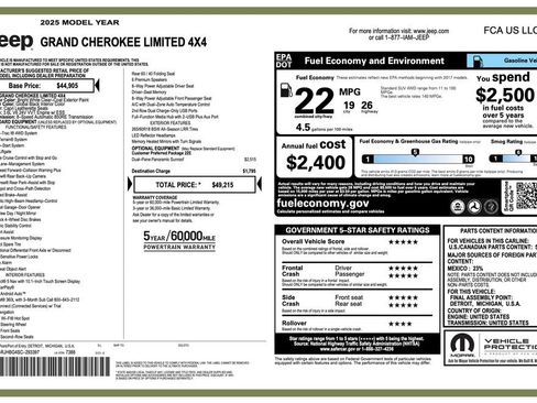 Certified 2025 Jeep Grand Cherokee Limited AWD/4WD image 2