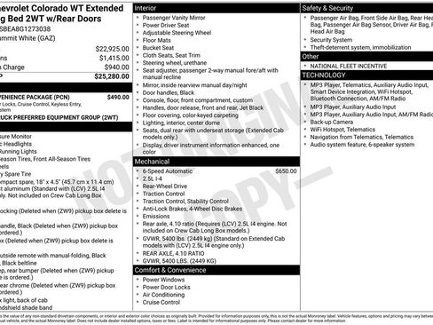 Used 2016 Chevrolet Colorado W/T w/ WT Convenience Package RWD image 16
