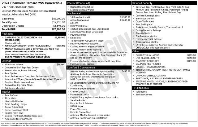 Used 2024 Chevrolet Camaro SS RWD image 30