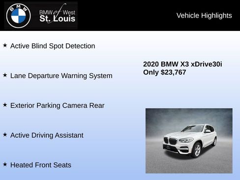 Used 2020 BMW X3 xDrive30i w/ Driving Assistance Package image 16