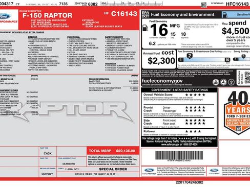 Used 2017 Ford F150 Raptor w/ Equipment Group 801A Mid image 3