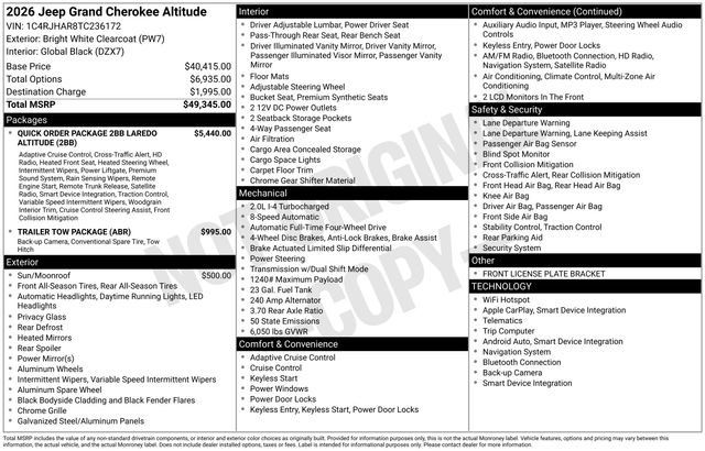 New 2026 Jeep Grand Cherokee Altitude AWD/4WD image 9