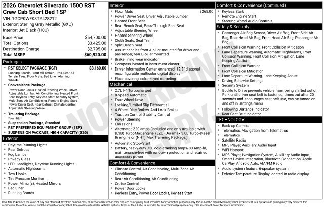 New 2026 Chevrolet Silverado 1500 RST w/ RST Select Package AWD/4WD image 4