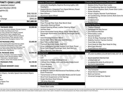 Used 2019 INFINITI QX60 Luxe w/ Sensory Package image 26