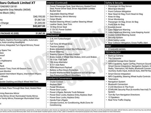 Certified 2024 Subaru Outback Limited XT w/ Popular Package #2 AWD/4WD image 8