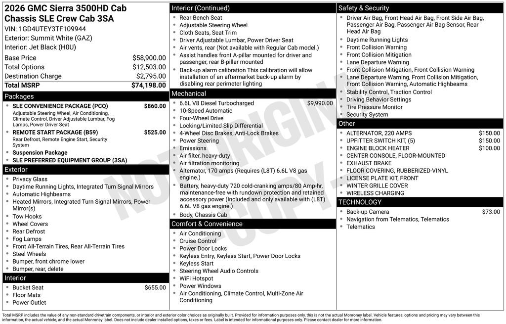 New 2026 GMC Sierra 3500 SLE w/ SLE Convenience Package AWD/4WD image 20
