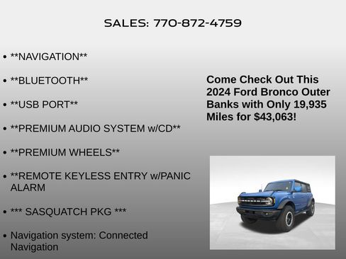 Used 2024 Ford Bronco Outer Banks w/ Sasquatch Package image 10