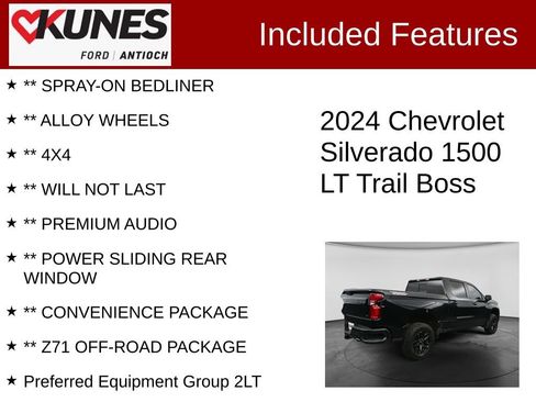 Used 2024 Chevrolet Silverado 1500 LT Trail Boss w/ Convenience Package II AWD/4WD image 4