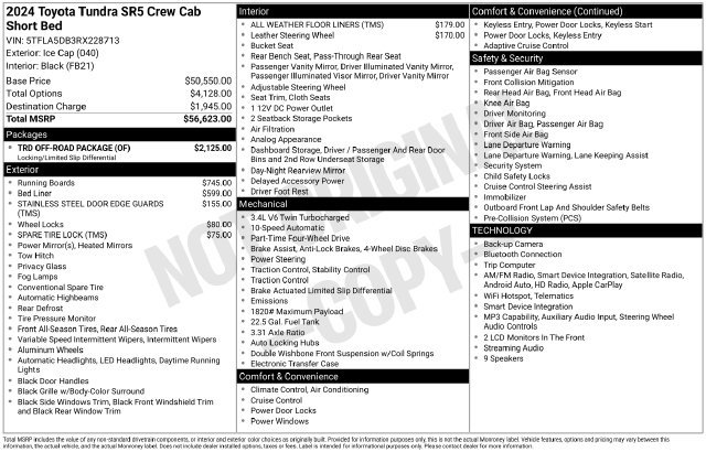 Used 2024 Toyota Tundra SR5 w/ TRD Off-Road Package AWD/4WD image 31
