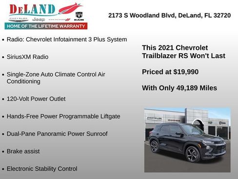 Used 2021 Chevrolet TrailBlazer RS w/ Sun and Liftgate Package AWD/4WD image 24