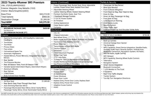 Used 2023 Toyota 4Runner SR5 Premium w/ Moonroof Package RWD image 2