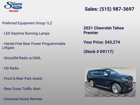 Used 2021 Chevrolet Tahoe Premier w/ Premium Package AWD/4WD image 14
