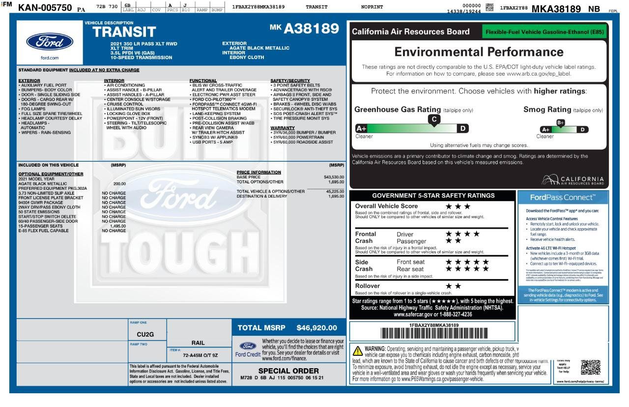Used 2021 Ford Transit 350 XLT RWD image 3