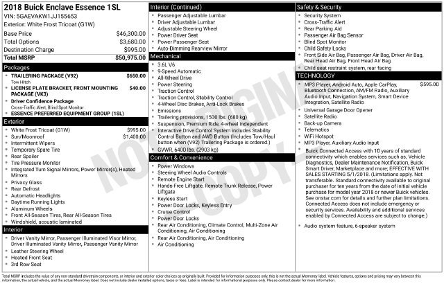 Used 2018 Buick Enclave Essence w/ Trailering Package AWD/4WD image 34