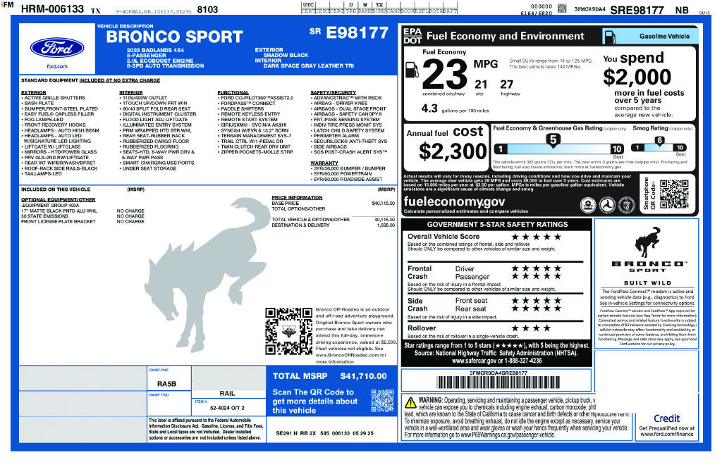 Used 2025 Ford Bronco Sport Badlands AWD/4WD image 40