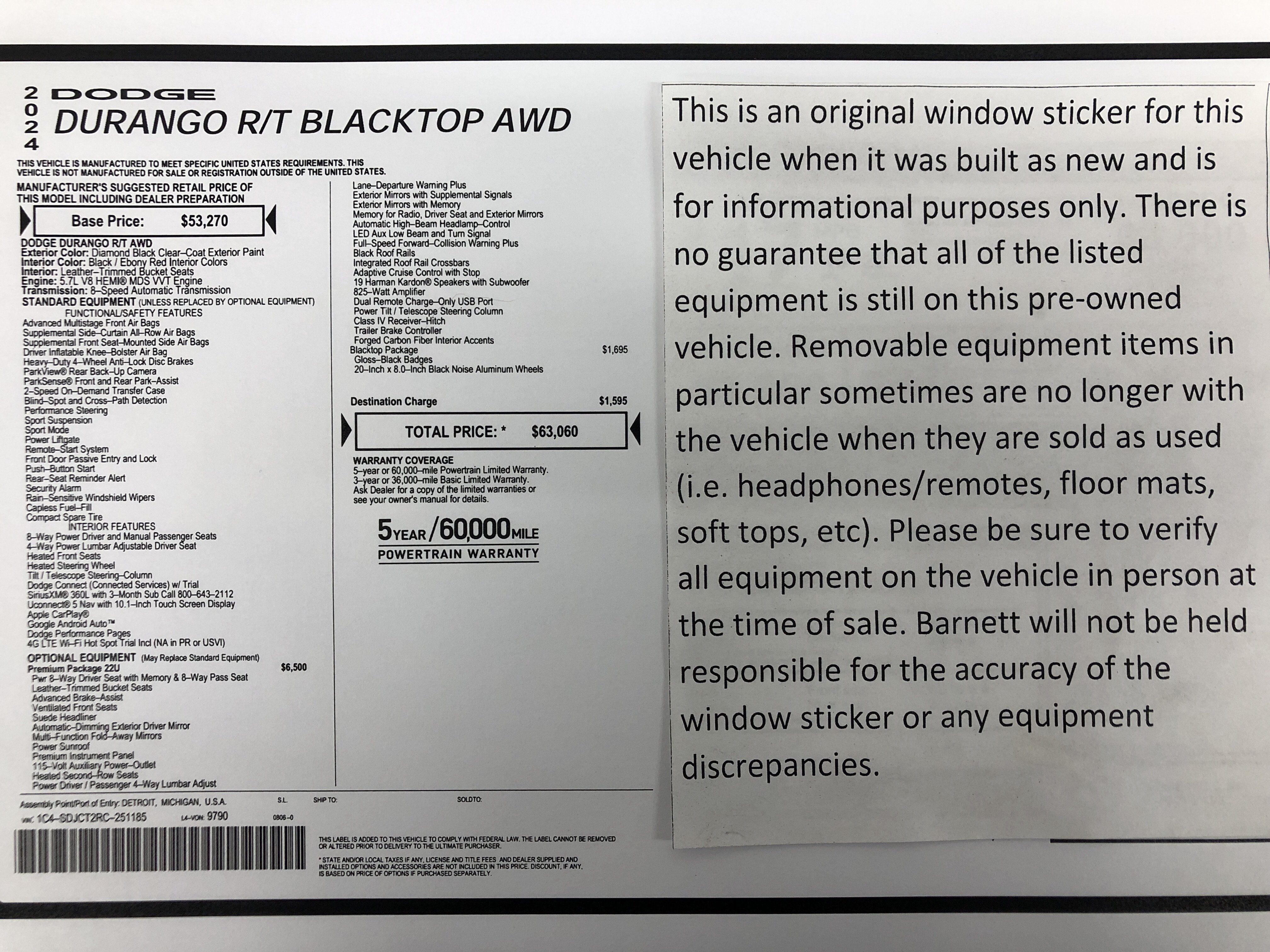 Certified 2024 Dodge Durango R/T AWD/4WD image 2