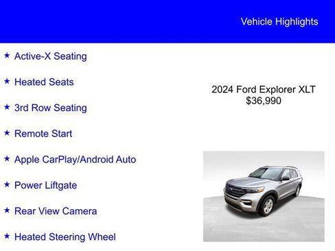 Used 2024 Ford Explorer XLT w/ Equipment Group 202A AWD/4WD image 2