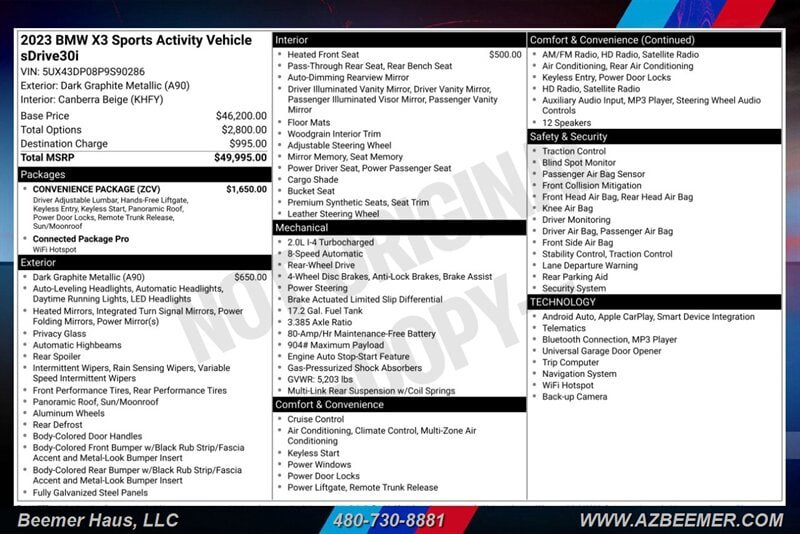 Used 2023 BMW X3 sDrive30i w/ Convenience Package RWD image 3
