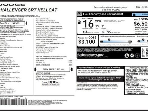 Used 2016 Dodge Challenger SRT Hellcat RWD image 77