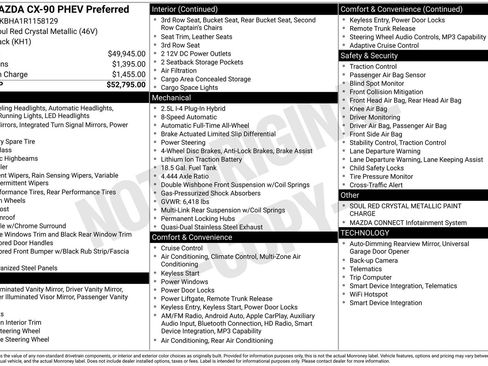 Certified 2024 MAZDA CX-90 Plug-In Hybrid w/ Preferred AWD/4WD image 26