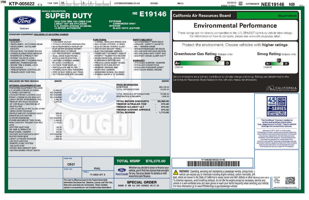 Used 2022 Ford F250 Lariat w/ Tremor Off-Road Package AWD/4WD image 2