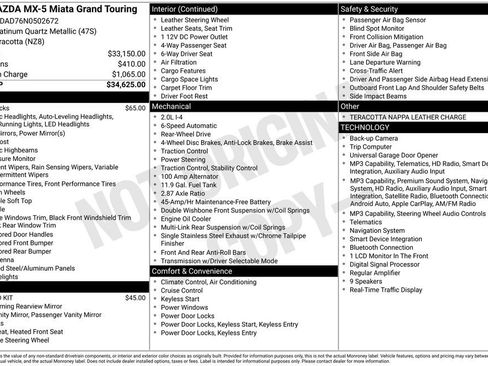 Certified 2022 MAZDA MX-5 Miata Grand Touring RWD image 6