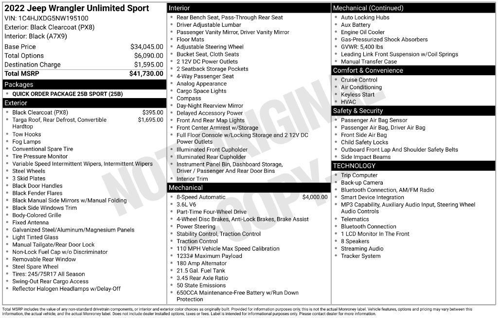 Used 2022 Jeep Wrangler Unlimited Sport AWD/4WD image 3