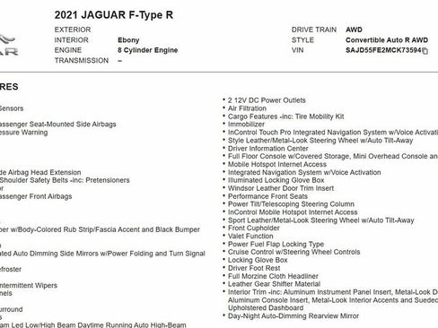 Used 2021 Jaguar F-TYPE R AWD/4WD image 15