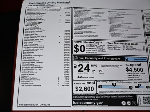 New 2026 BMW 840i 840 w/ M Sport Professional Package image 43