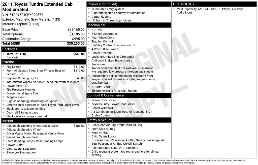 Used 2011 Toyota Tundra 2WD Double Cab w/ Tow Pkg image 6