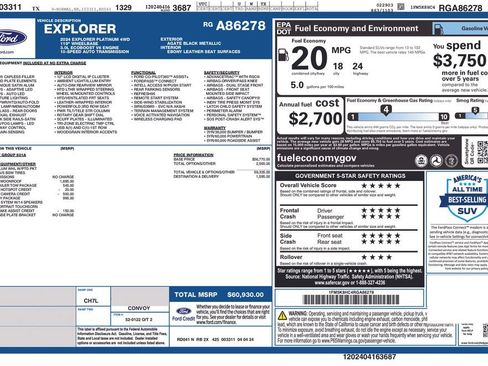 Certified 2024 Ford Explorer Platinum w/ Technology Package AWD/4WD image 39