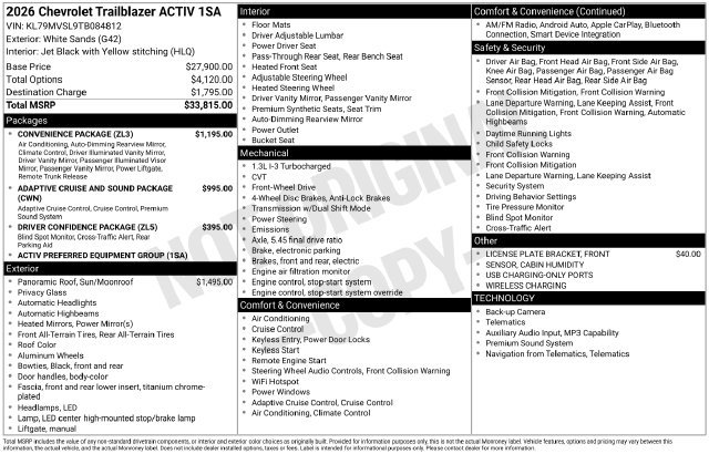 New 2026 Chevrolet TrailBlazer ACTIV w/ Convenience Package FWD image 15
