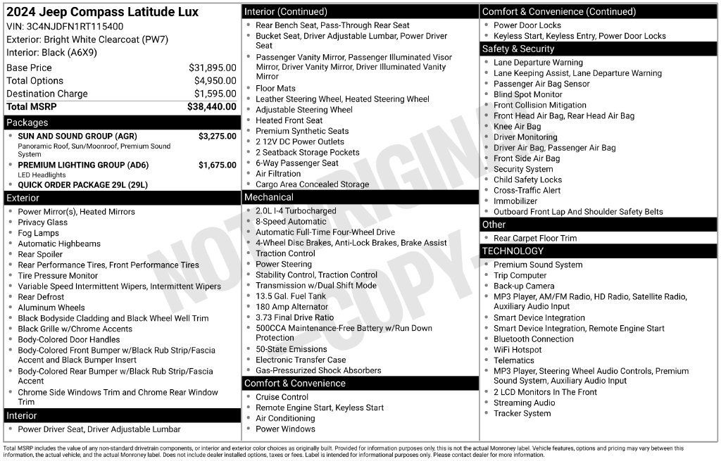 Used 2024 Jeep Compass Latitude w/ Sun and Sound Group AWD/4WD image 35