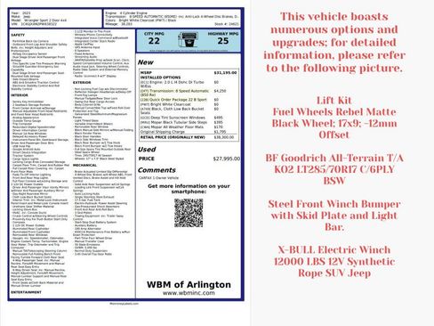 Used 2023 Jeep Wrangler Sport AWD/4WD image 2
